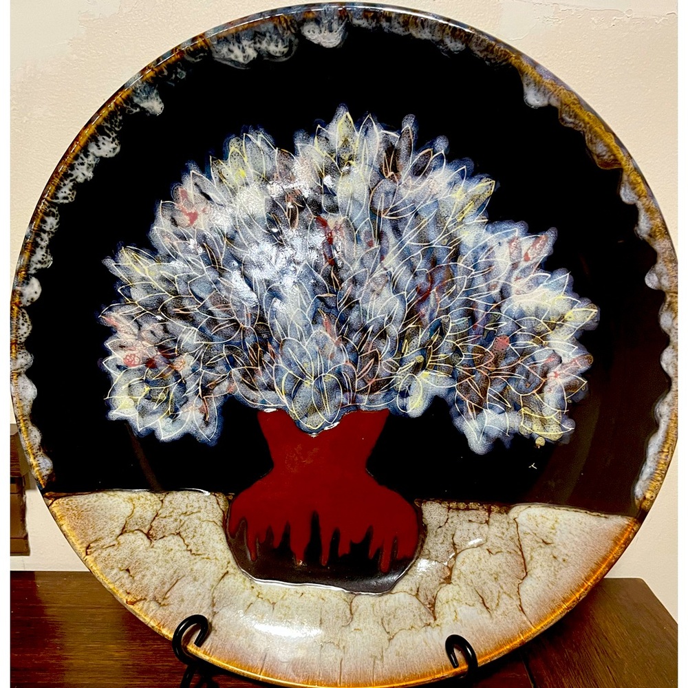 Abstract Floral Art Plate